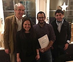 Profesor Dr. Jürgen Kähler, Dipl.-Pol. Luise Freitag, Profesor Dr. Christian Proaño und Profesor Dr. Francisco Castañeda